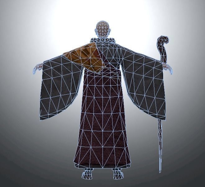 Ancient Asians people  old people Low-poly 3D model_10