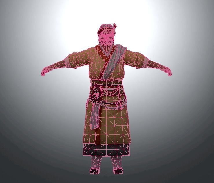 Ancient Asians people  old people Low-poly 3D model_5