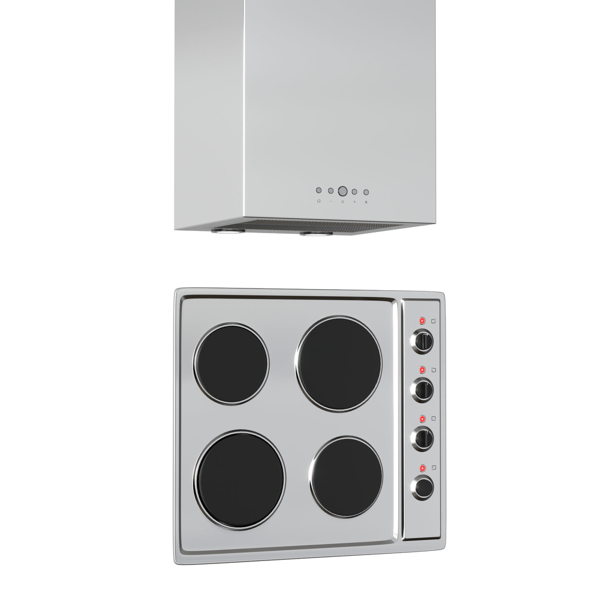 Electric Cooktop and Cubic Hood 3D model_1