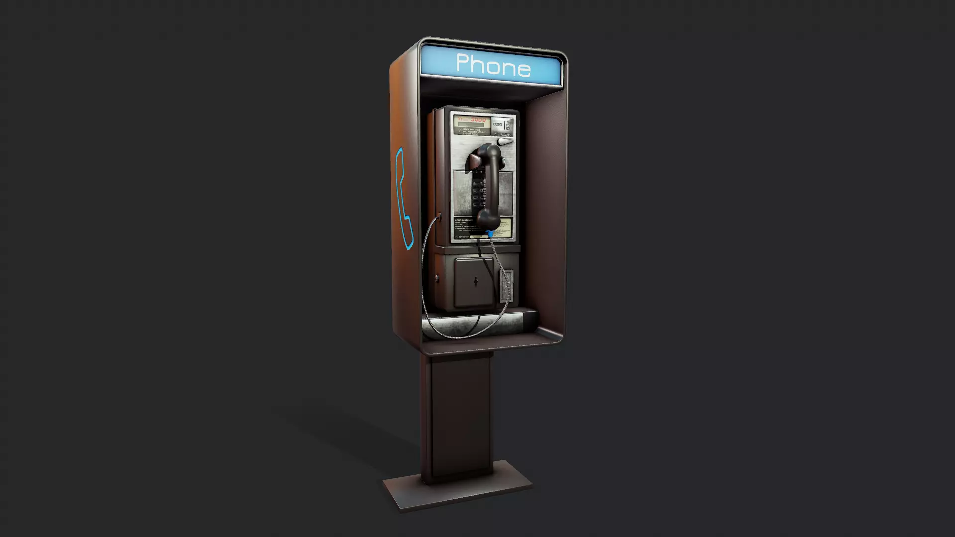 Retro Payphone - Tutorial Included  Low-poly 3D model_0