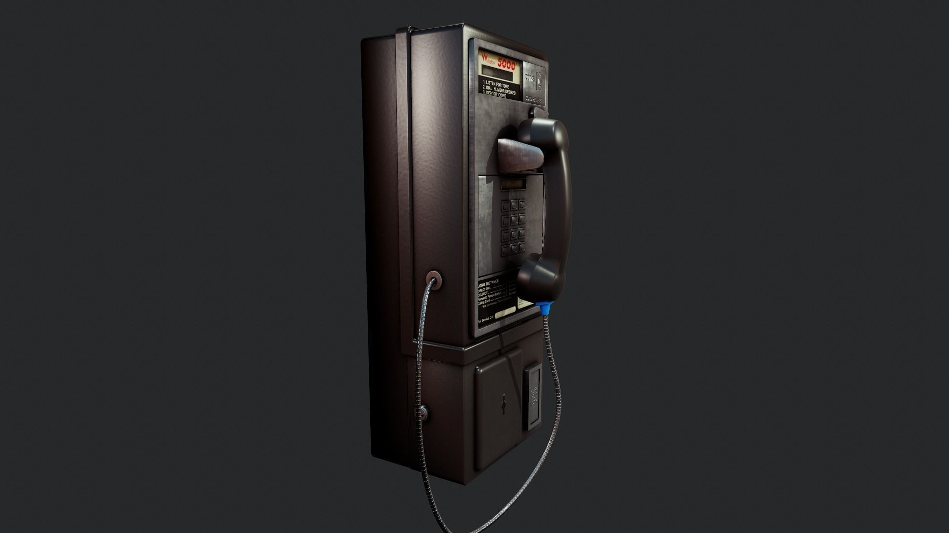Retro Payphone - Tutorial Included  Low-poly 3D model_16