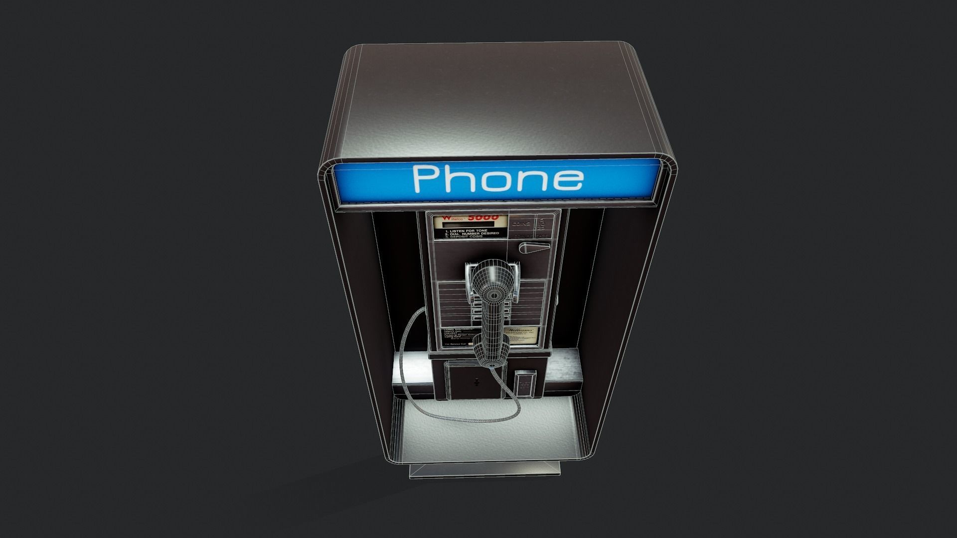 Retro Payphone - Tutorial Included  Low-poly 3D model_11
