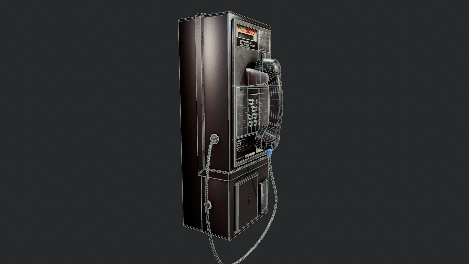 Retro Payphone - Tutorial Included  Low-poly 3D model_17