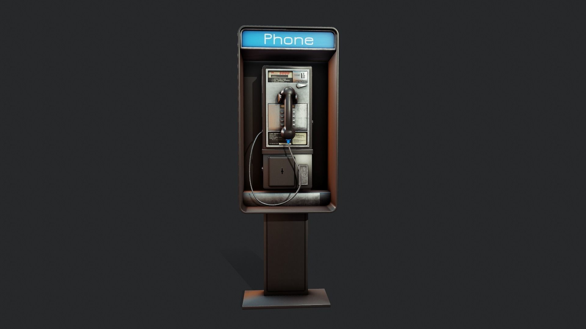 Retro Payphone - Tutorial Included  Low-poly 3D model_4