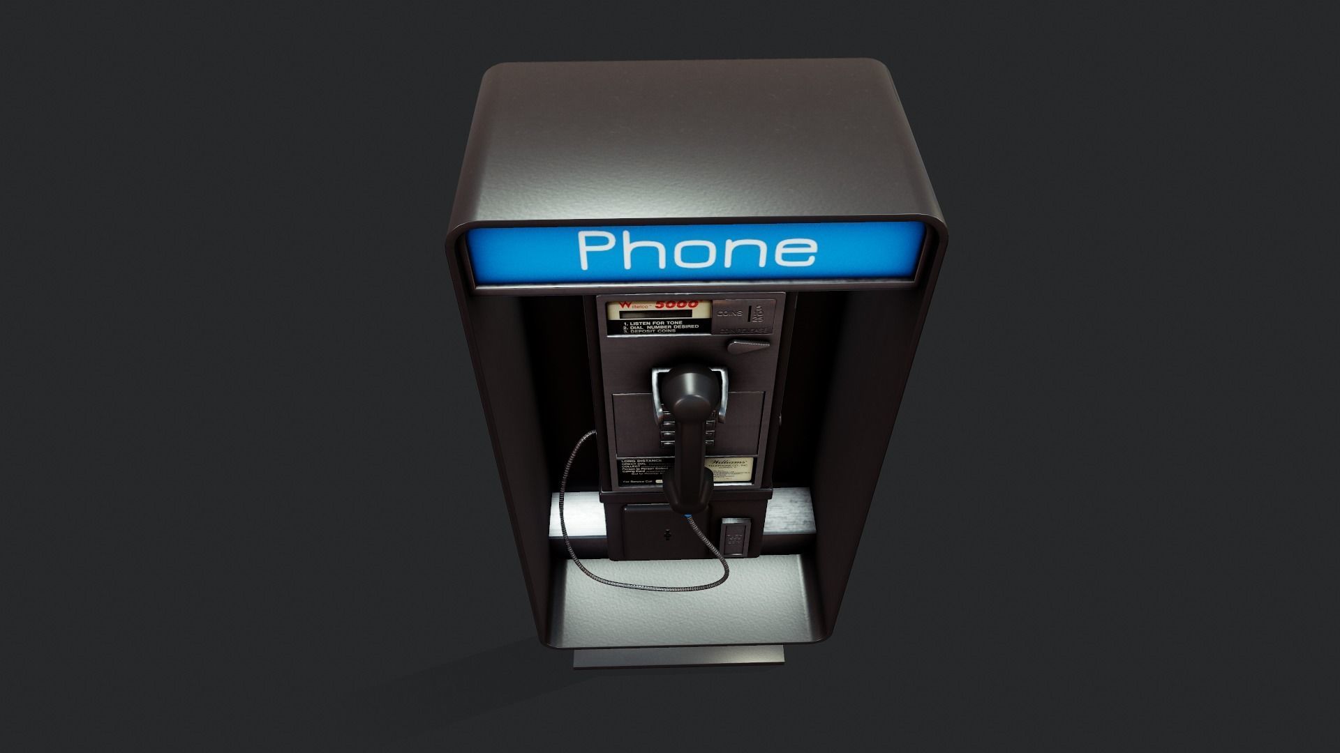 Retro Payphone - Tutorial Included  Low-poly 3D model_10