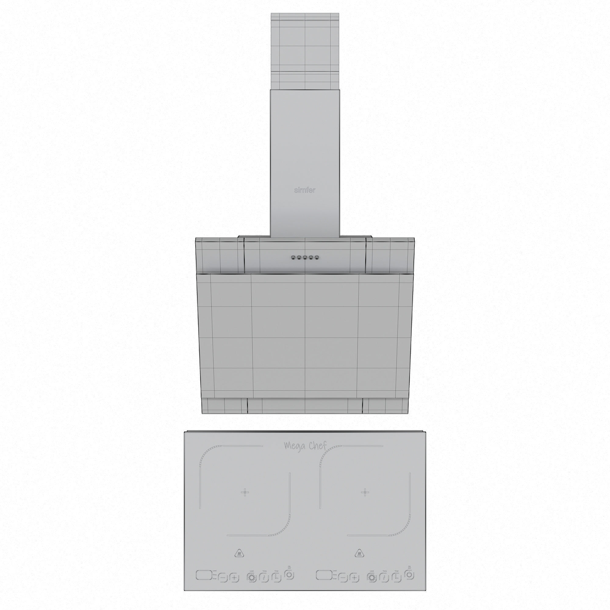 Induction Cooktop Mega Chef and Range Hood 3D model_3