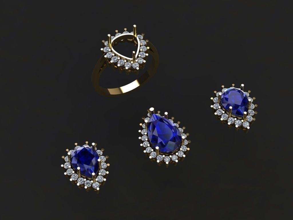 locket set pear shaped 3D print model_4