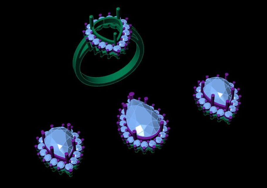 locket set pear shaped 3D print model_2