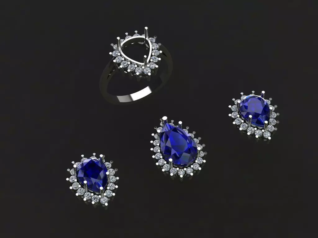 locket set pear shaped 3D print model_0