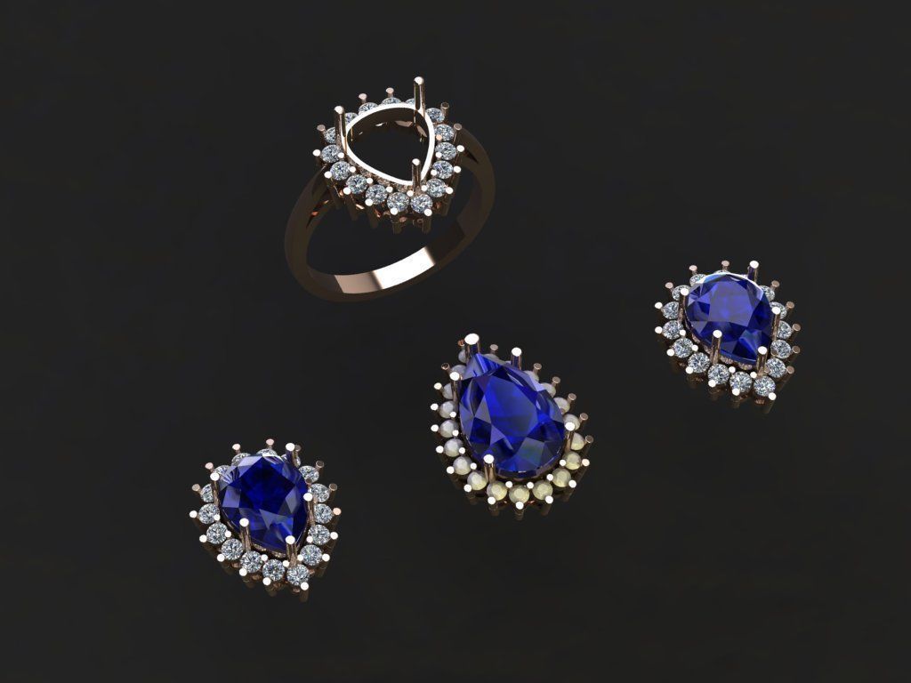 locket set pear shaped 3D print model_3