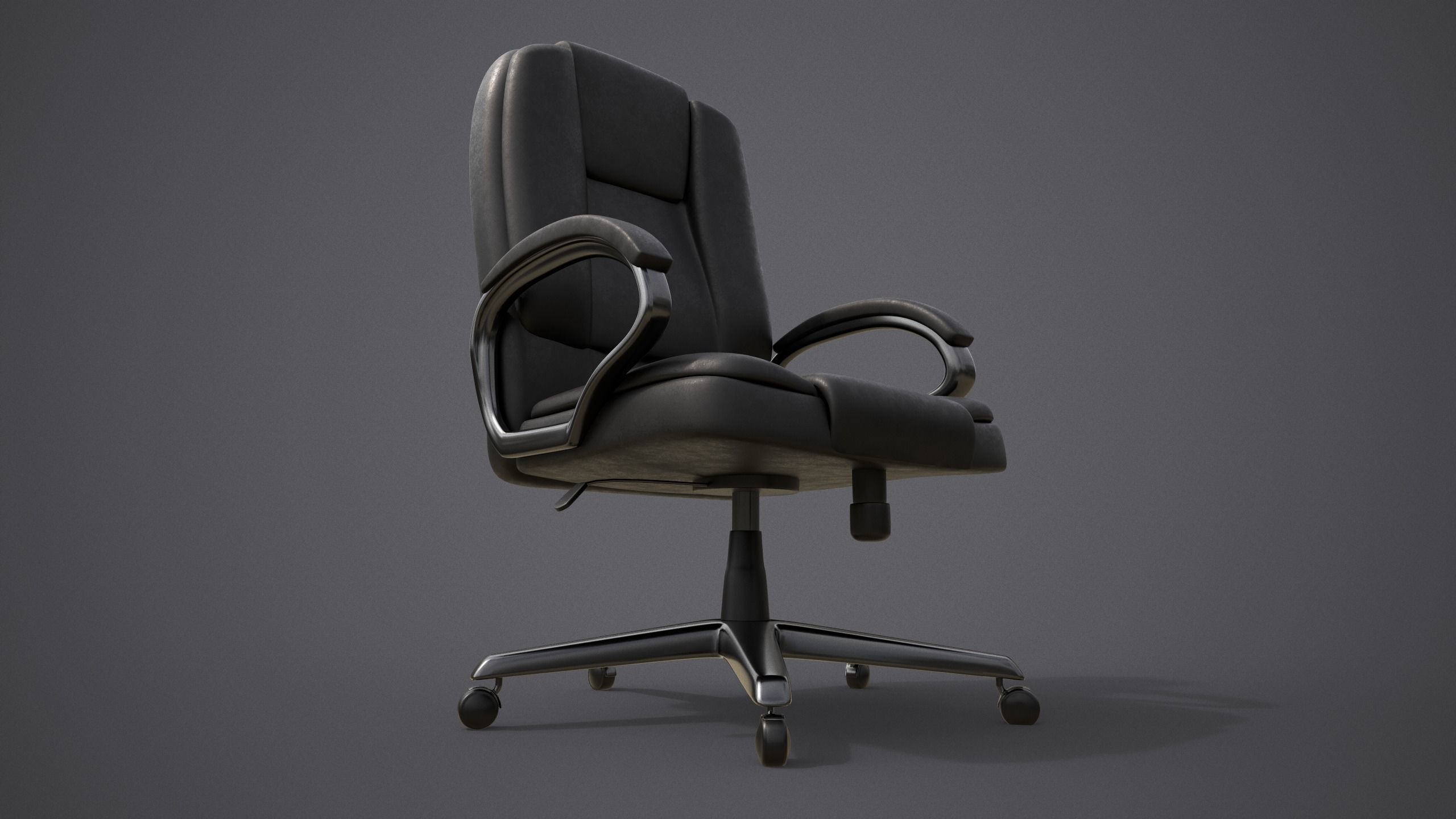 Leather office chair  Free low-poly 3D model_7