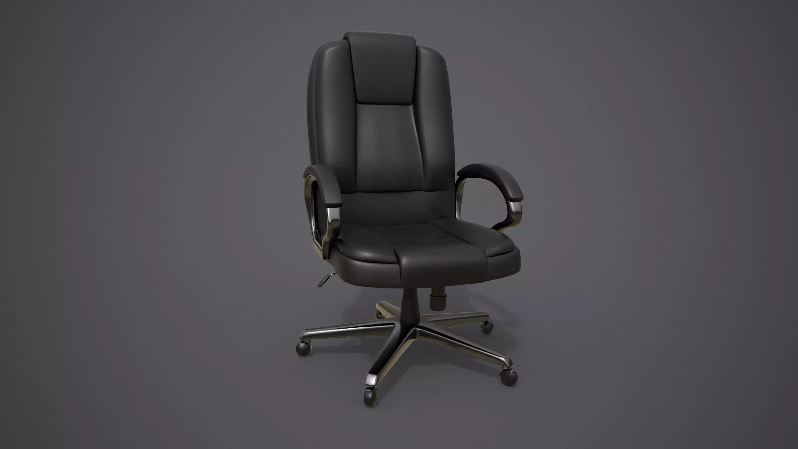 Leather office chair  Free low-poly 3D model_0
