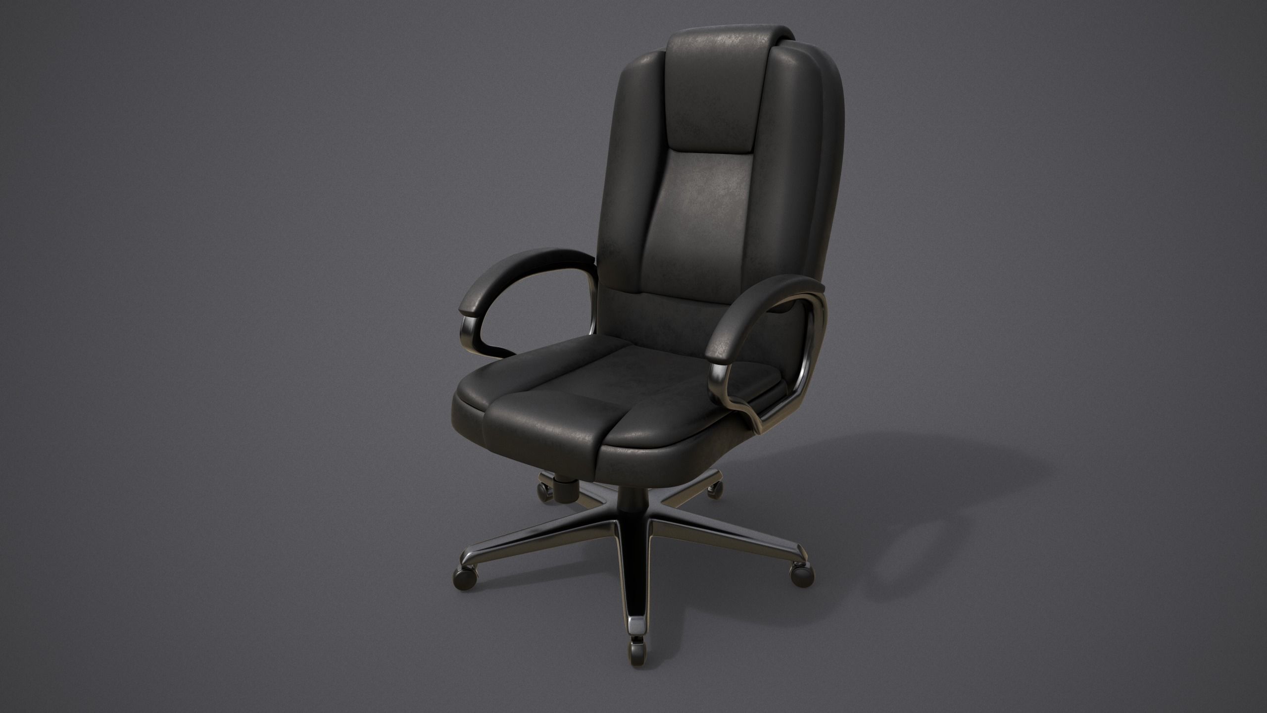 Leather office chair  Free low-poly 3D model_2