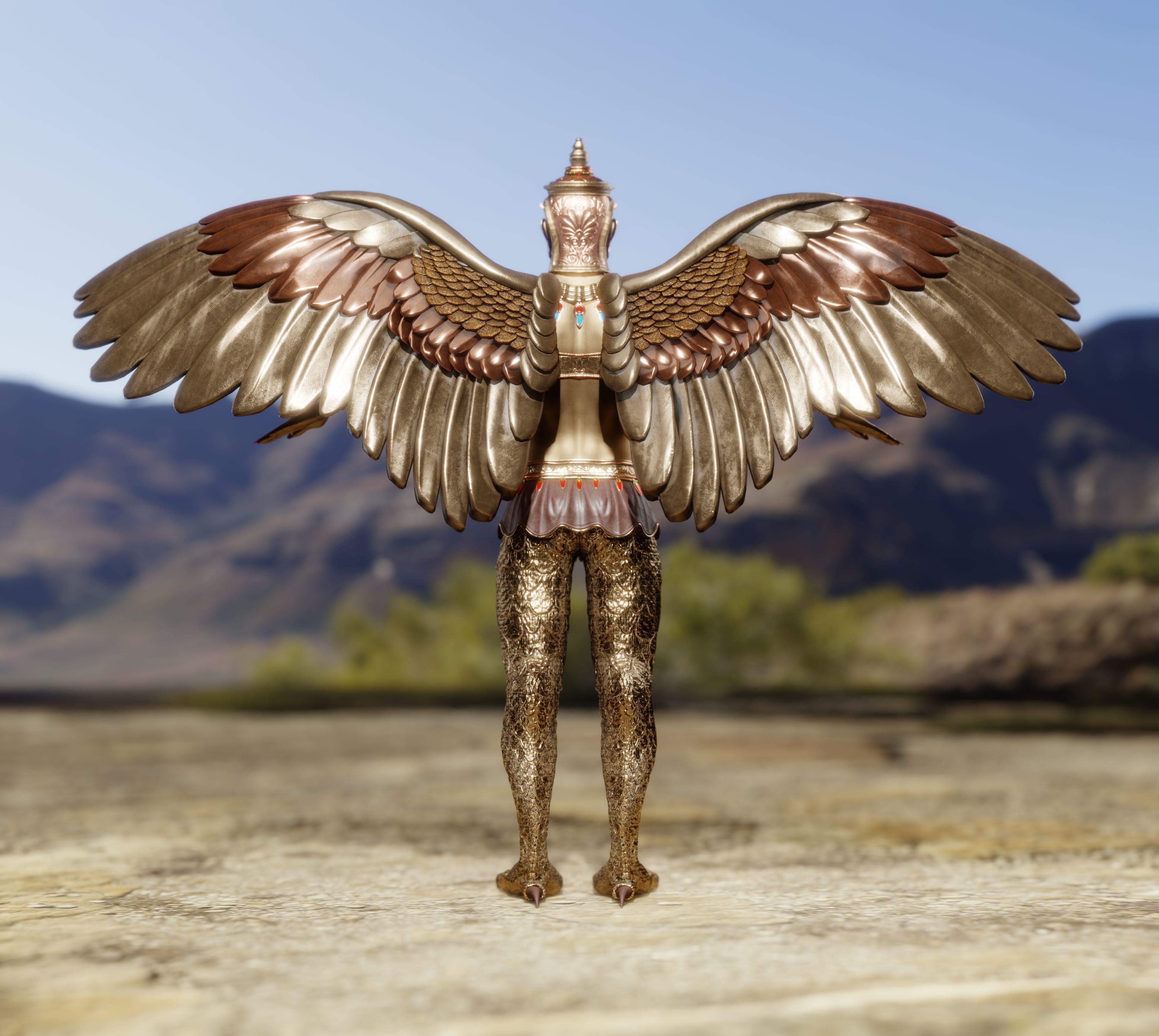 Legendary Garuda  Fully Rigged 3D Character  Low-poly 3D model_3