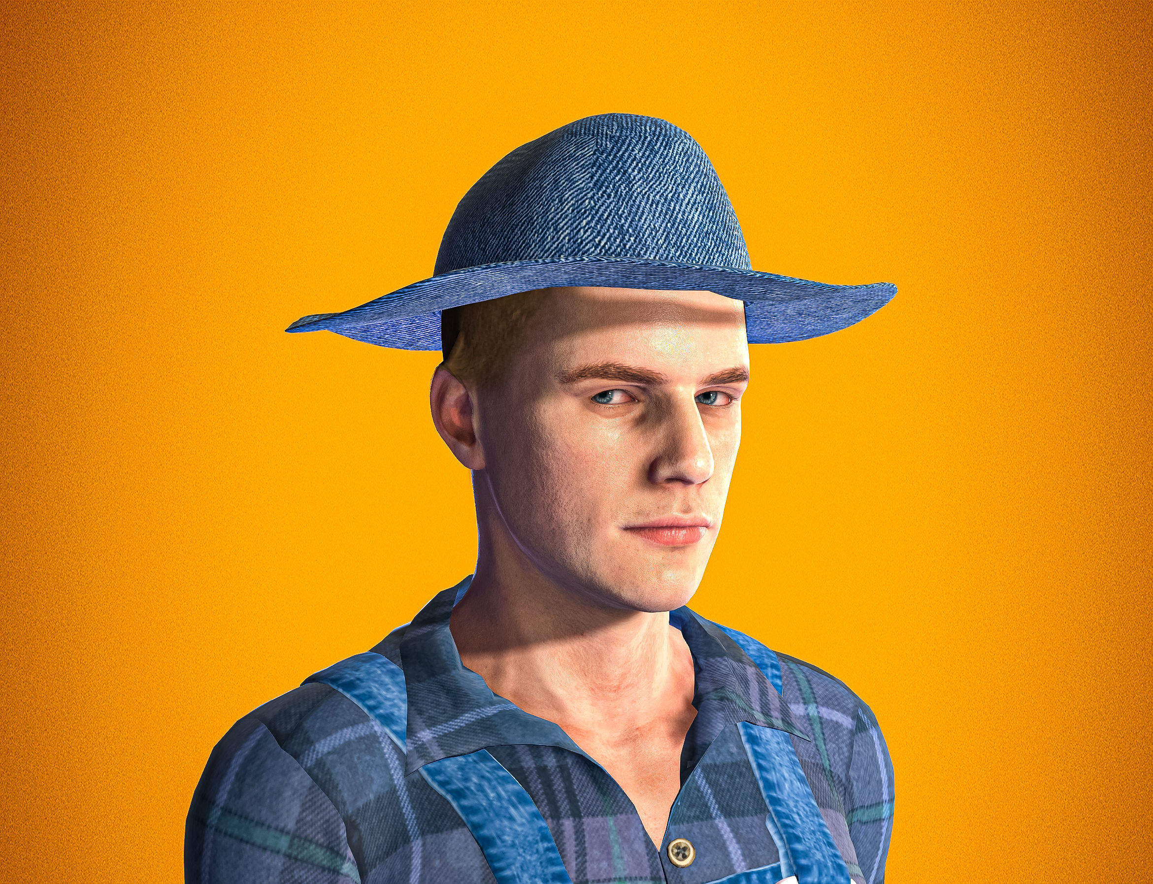 High Quality Realistic Farmer Man Low-poly 3D model_13