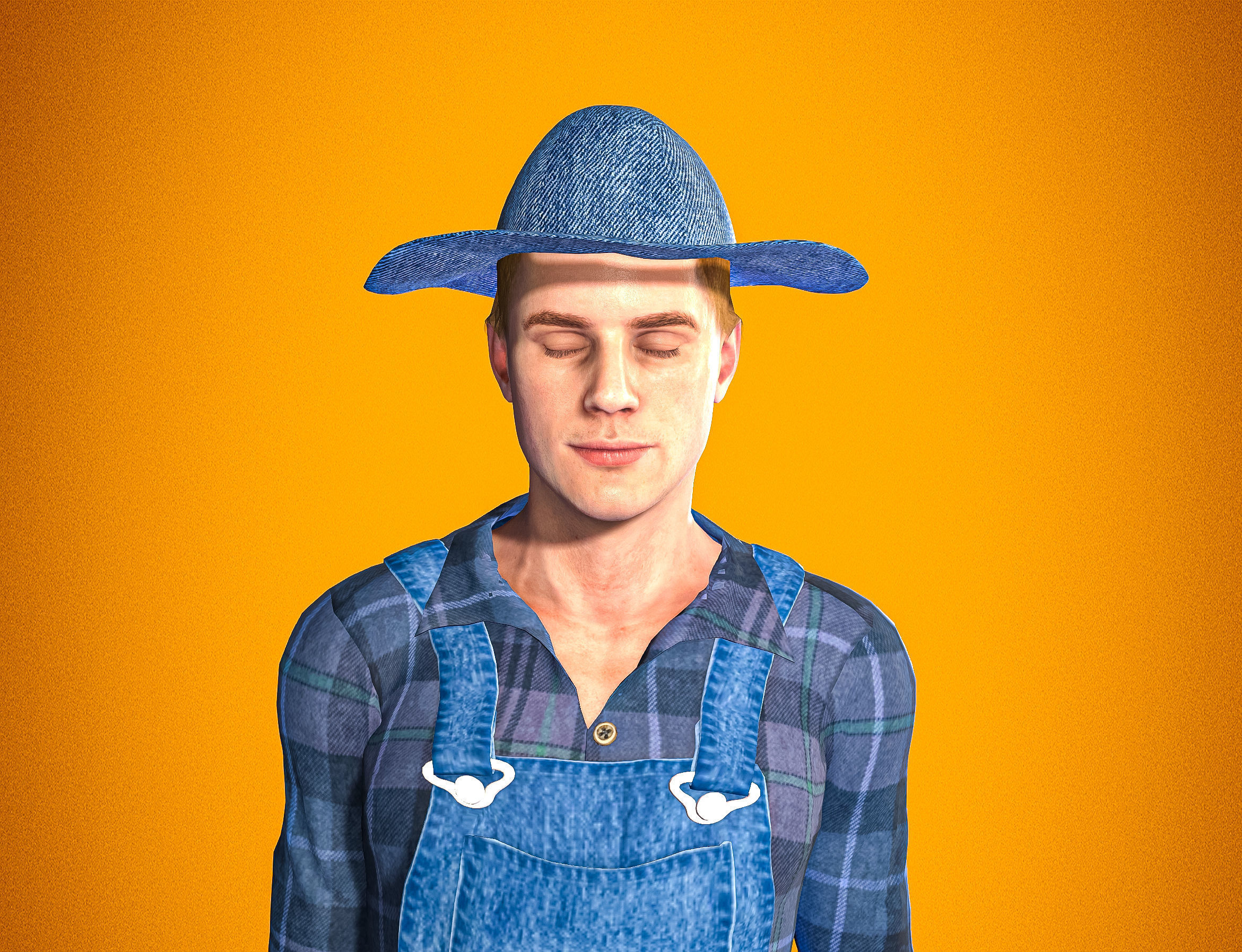 High Quality Realistic Farmer Man Low-poly 3D model_7