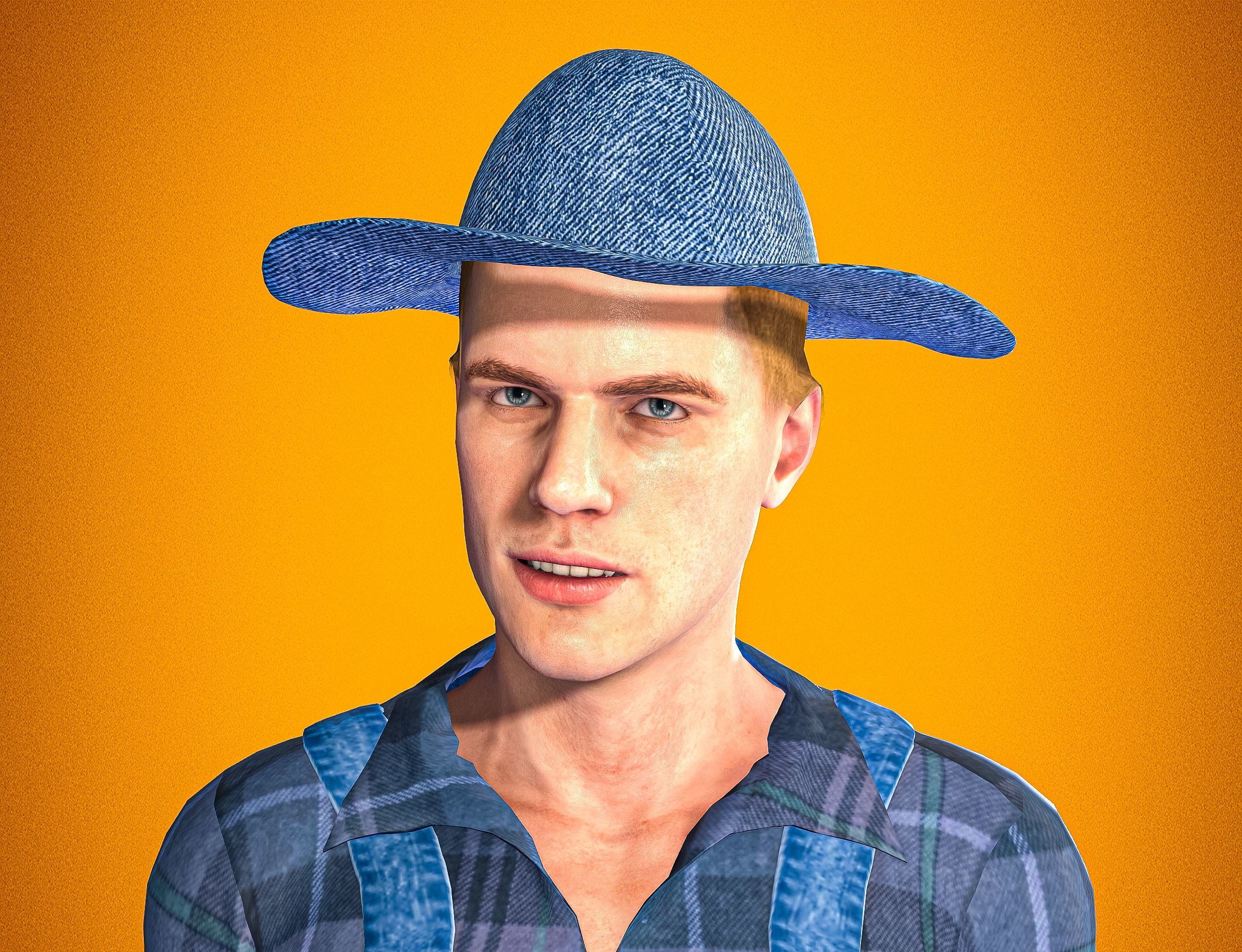 High Quality Realistic Farmer Man Low-poly 3D model_12