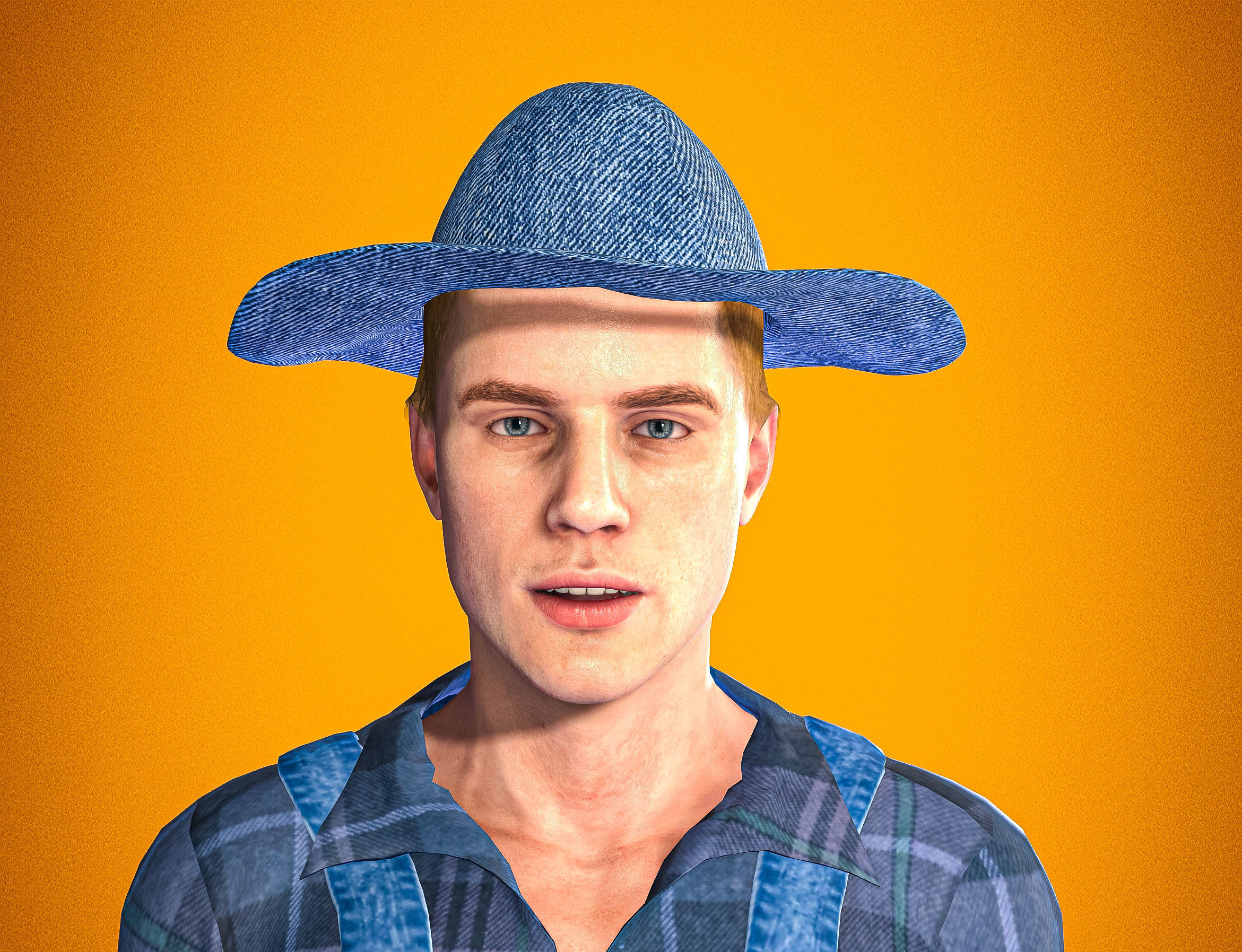 High Quality Realistic Farmer Man Low-poly 3D model_11