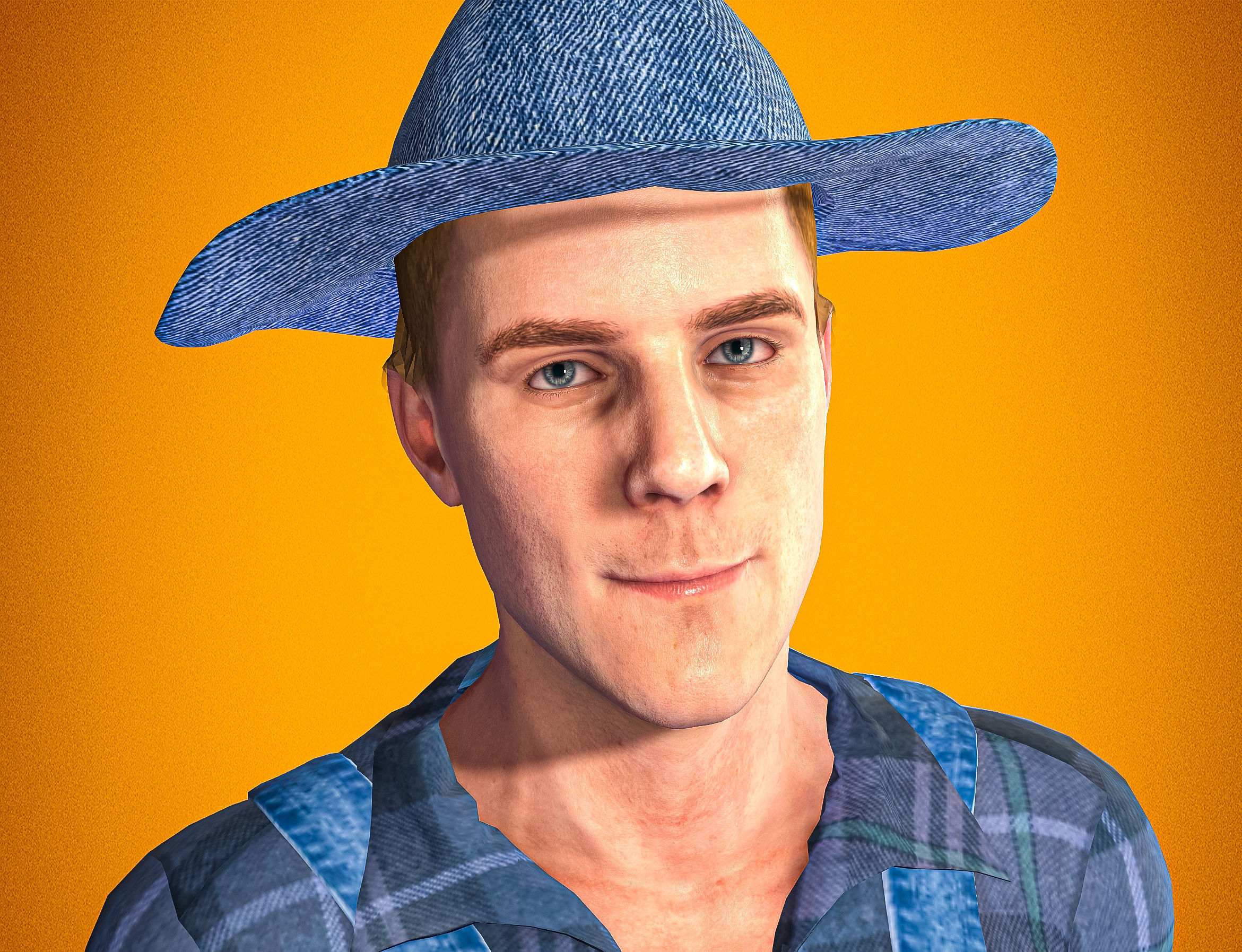 High Quality Realistic Farmer Man Low-poly 3D model_8