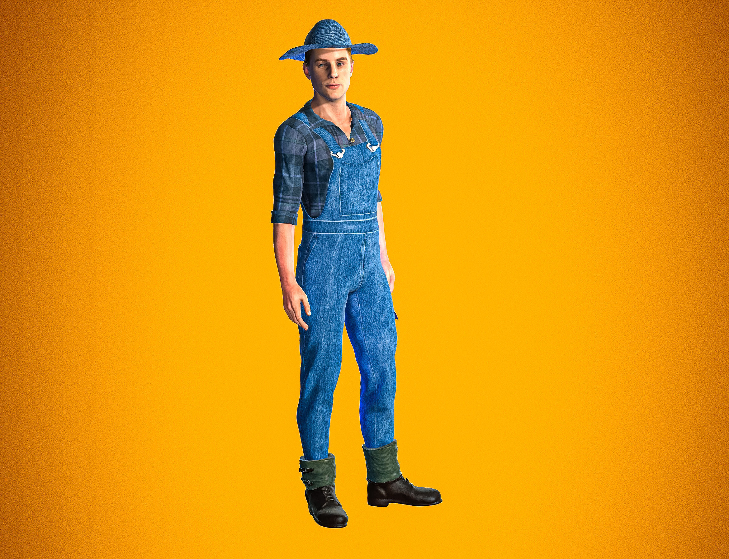 High Quality Realistic Farmer Man Low-poly 3D model_4