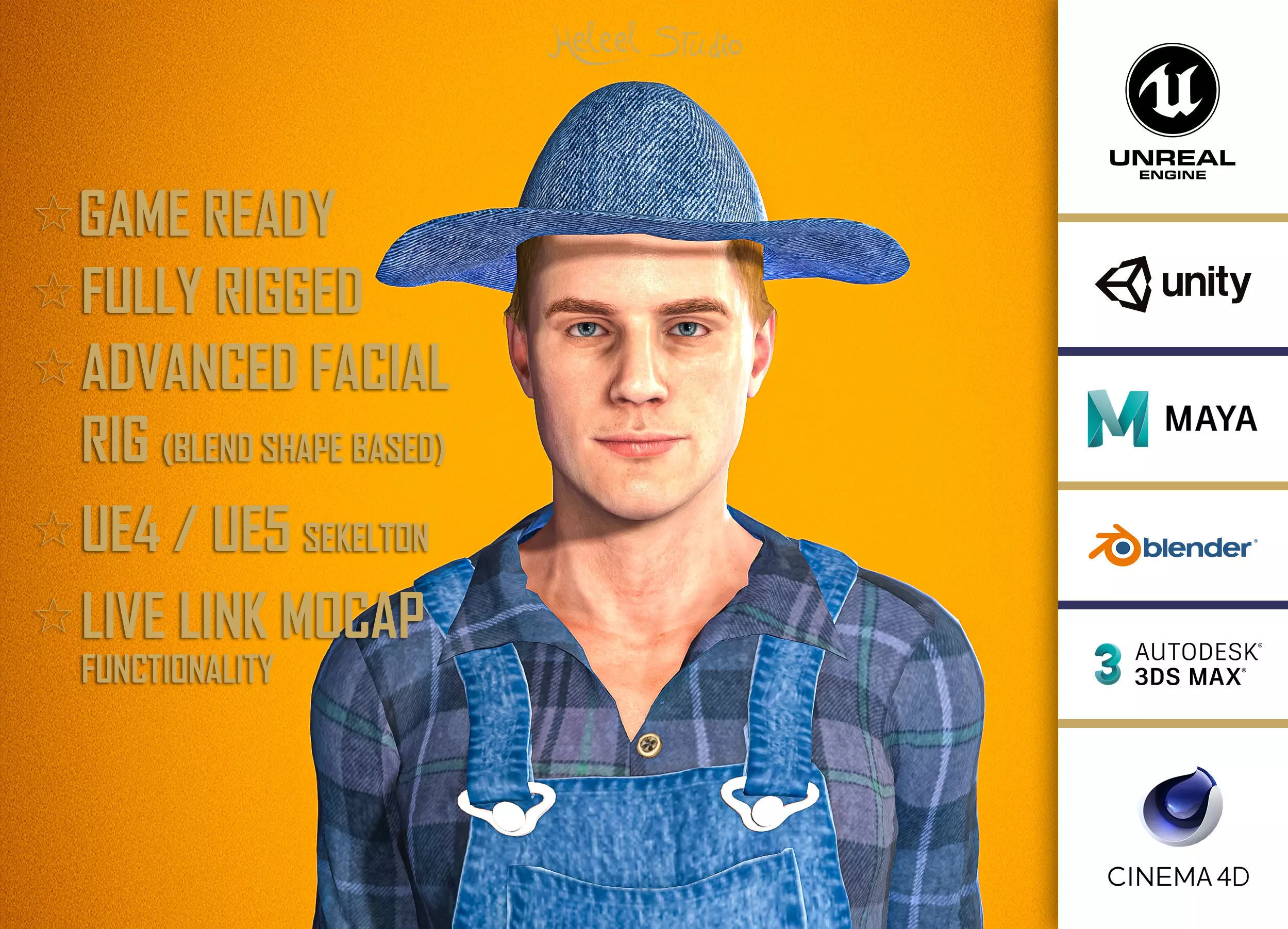 High Quality Realistic Farmer Man Low-poly 3D model_0