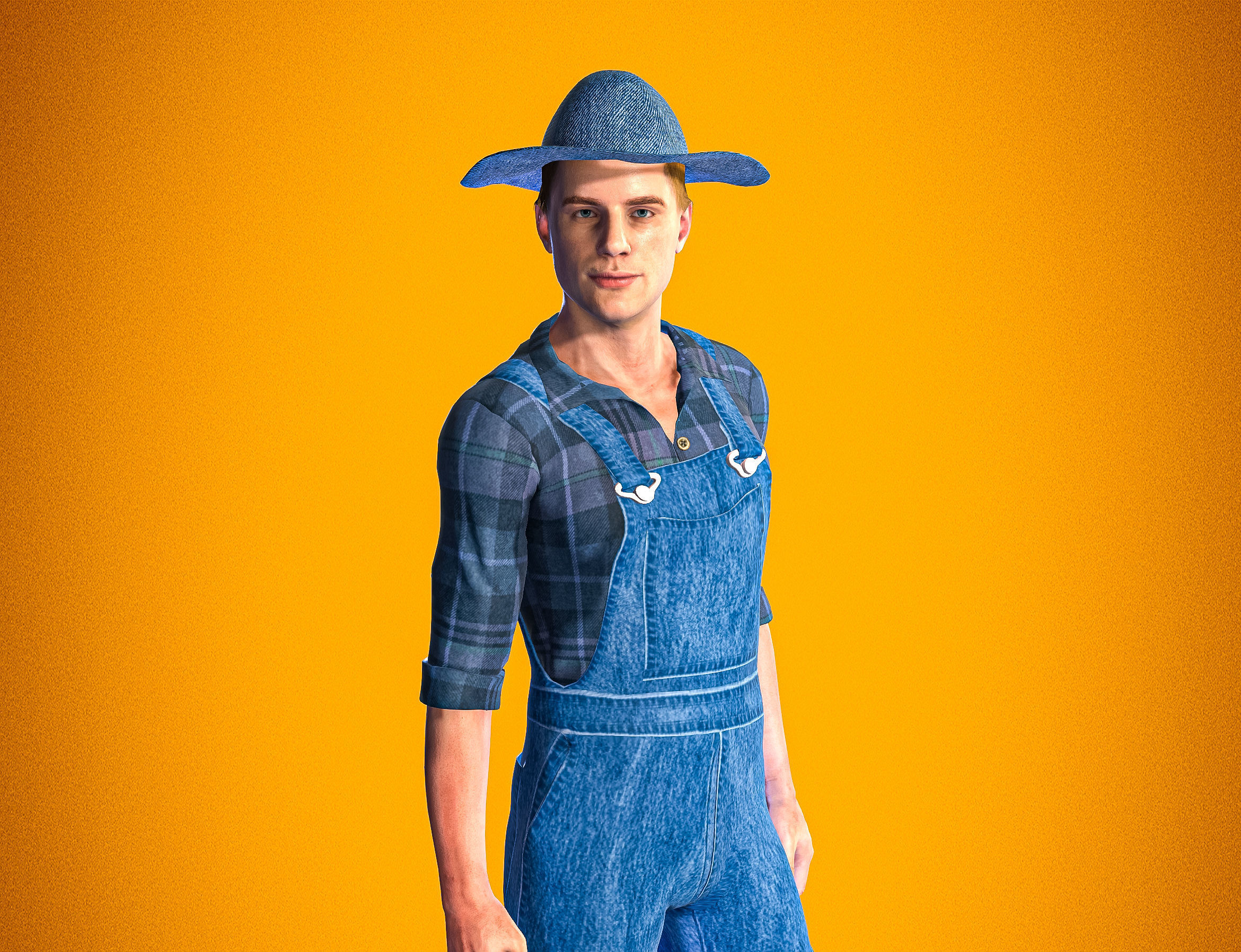 High Quality Realistic Farmer Man Low-poly 3D model_5