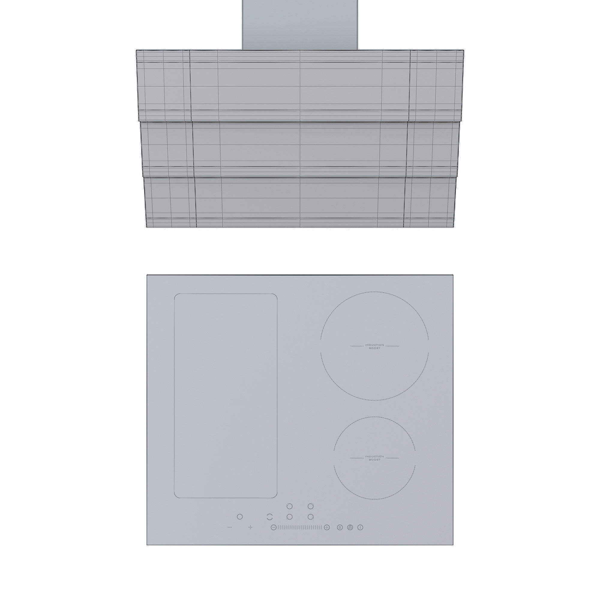 Induction Cooktop and Range Hood 3D model rigged CGTrader