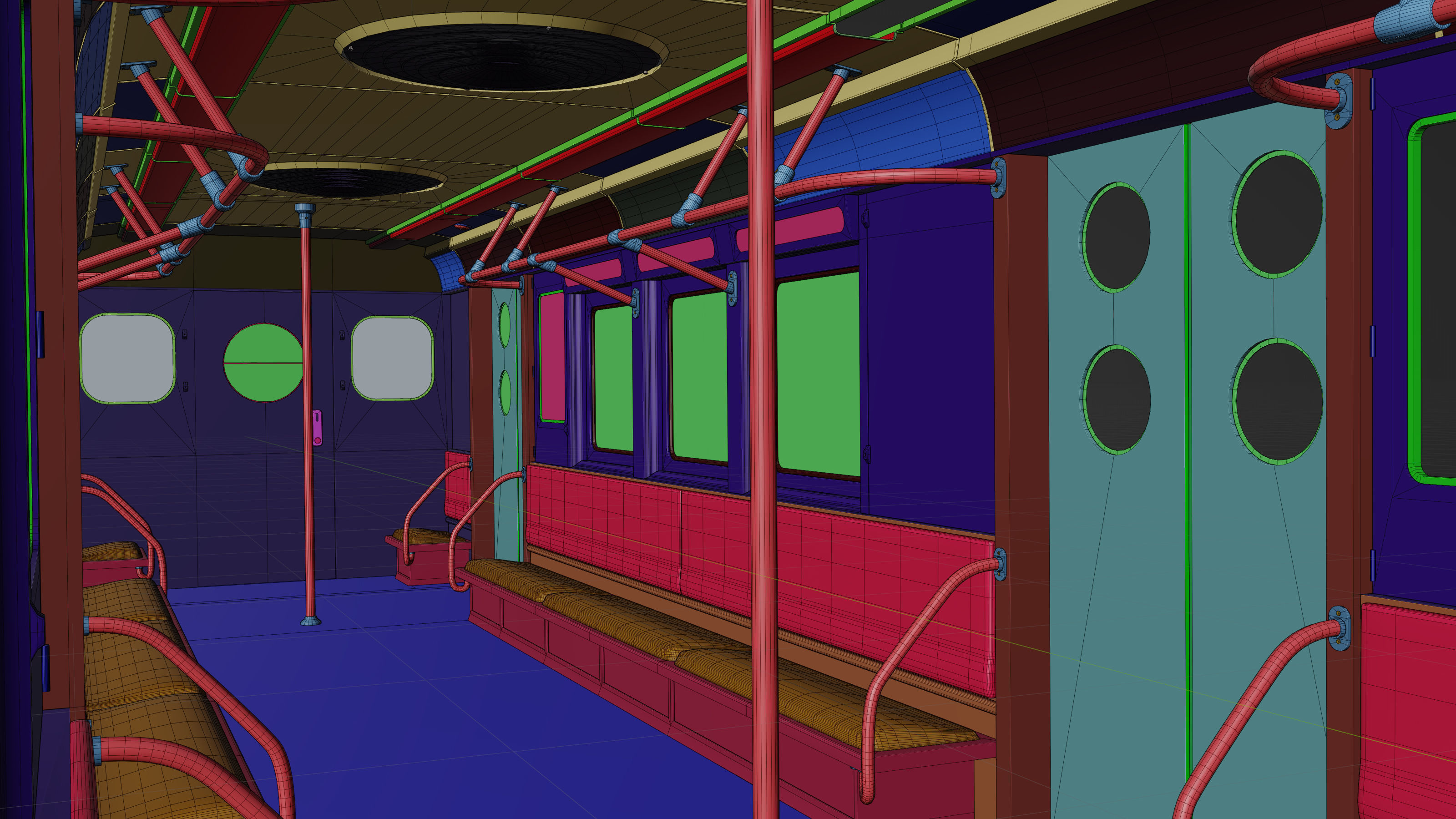 NYC Subway Car Interior 3D model_14