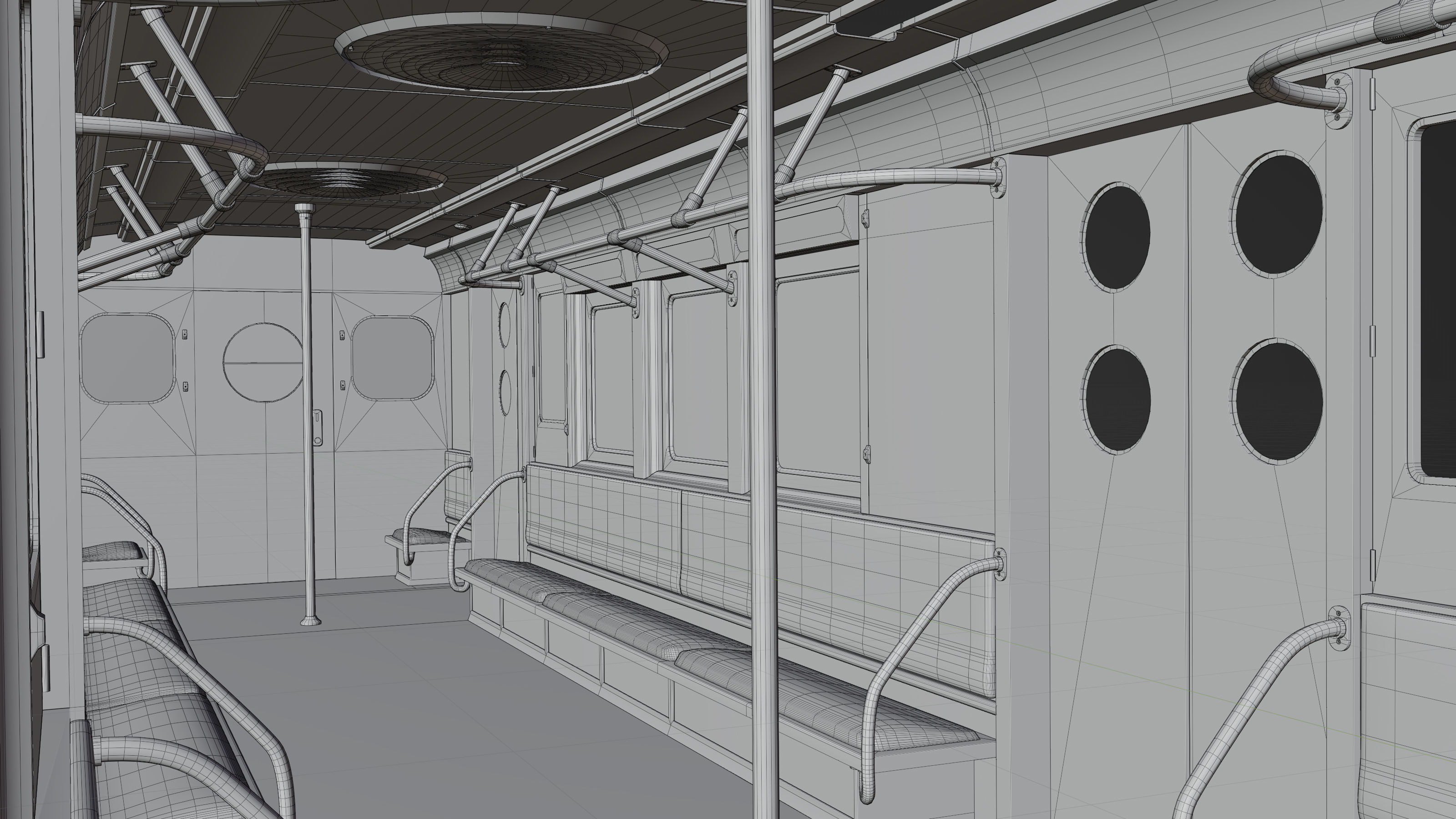 NYC Subway Car Interior 3D model_5