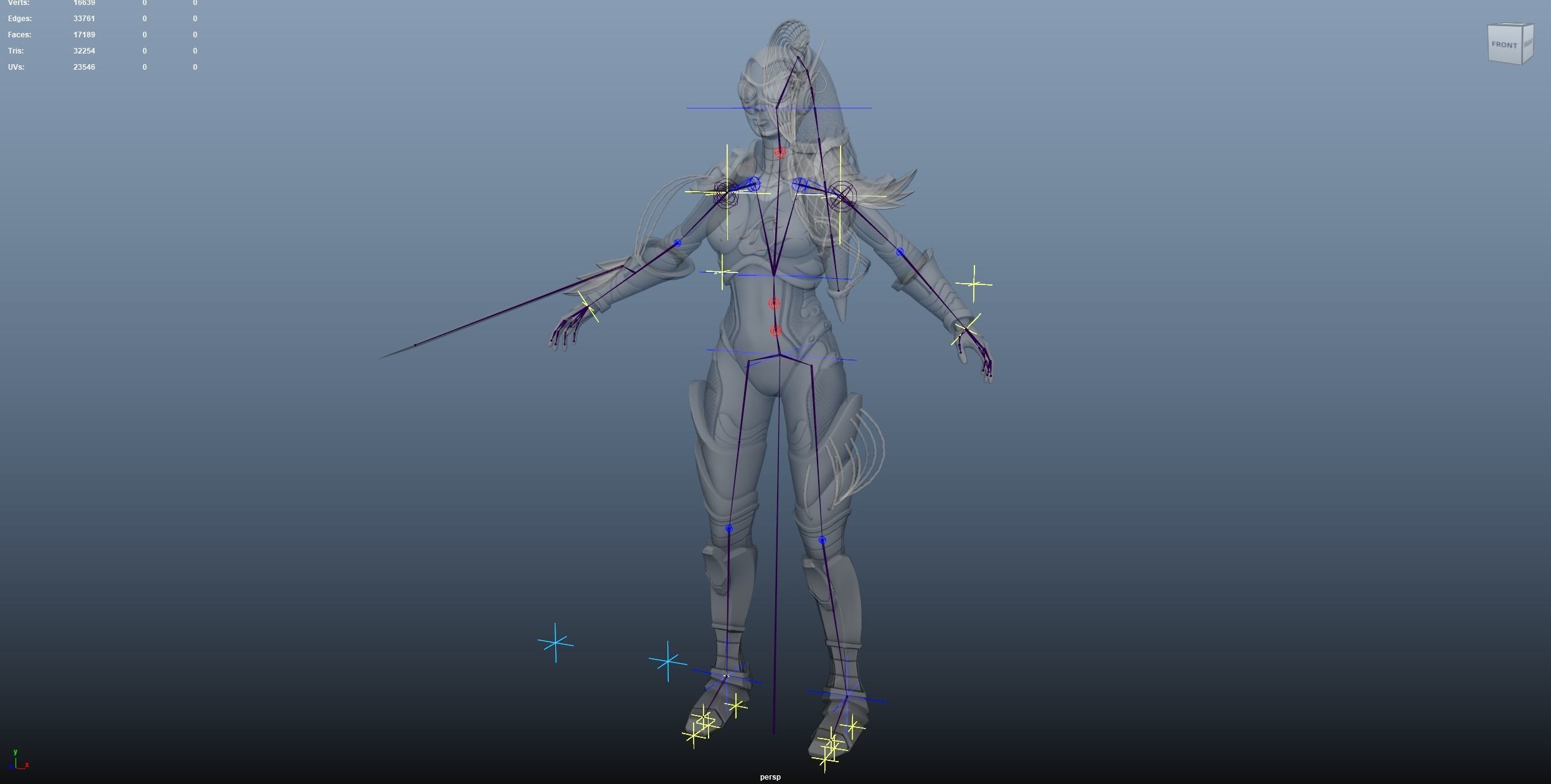 Sci-Fi Girl Ponytail Low-poly 3D model_28