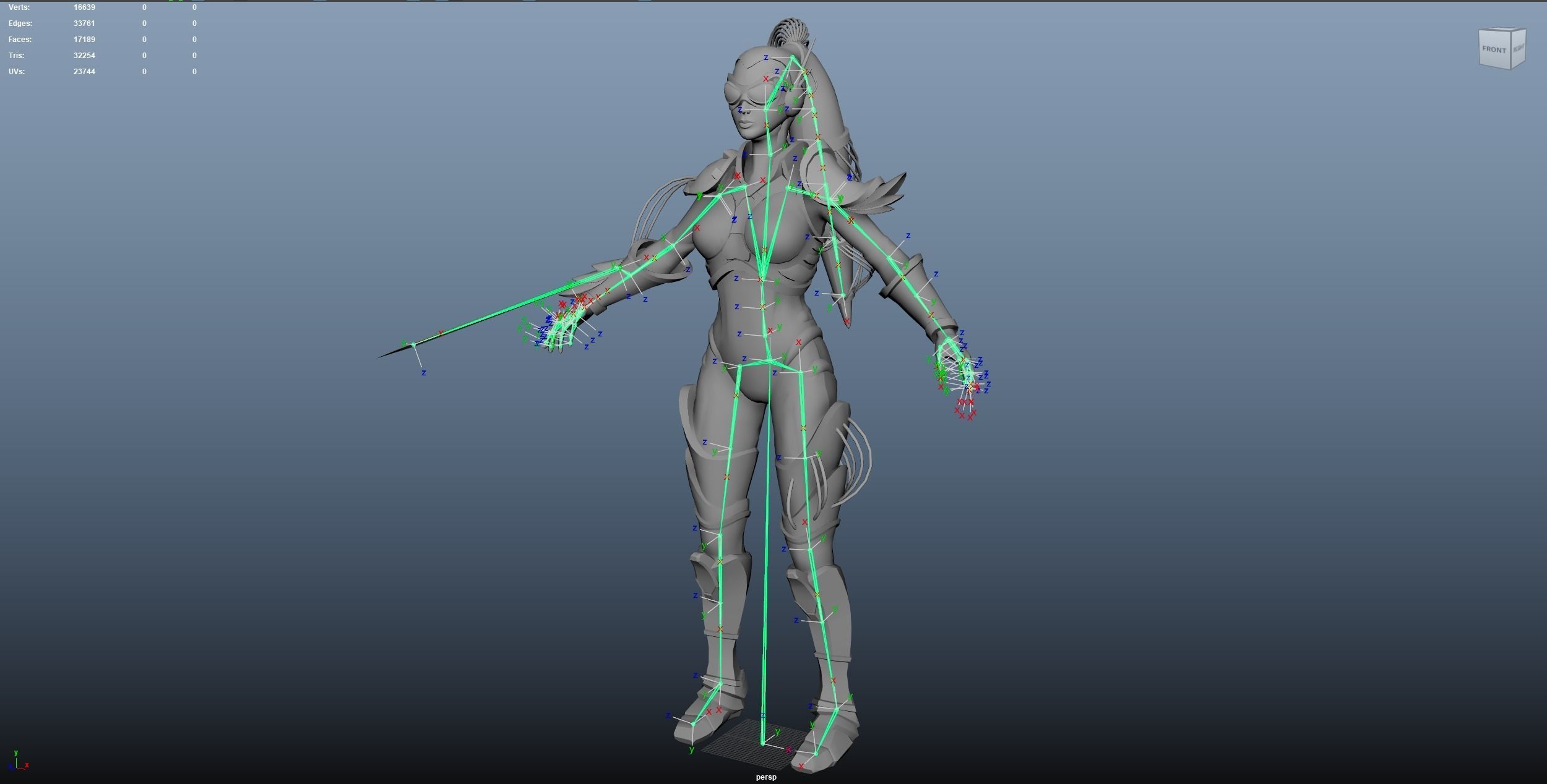 Sci-Fi Girl Ponytail Low-poly 3D model_27