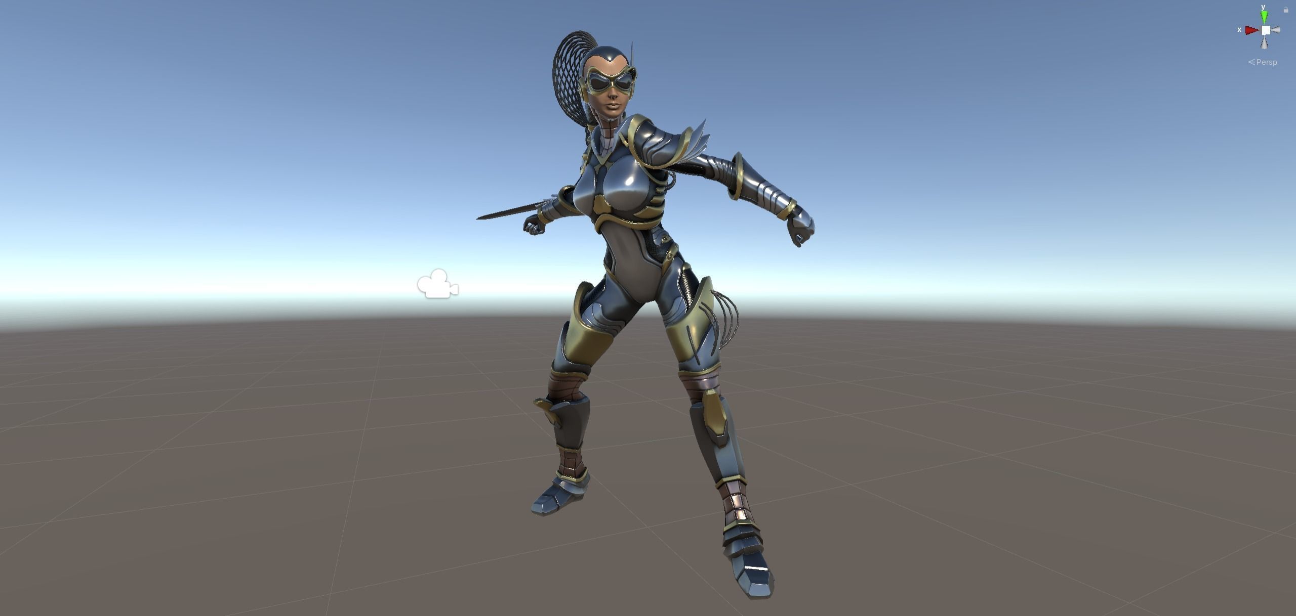 Sci-Fi Girl Ponytail Low-poly 3D model_25