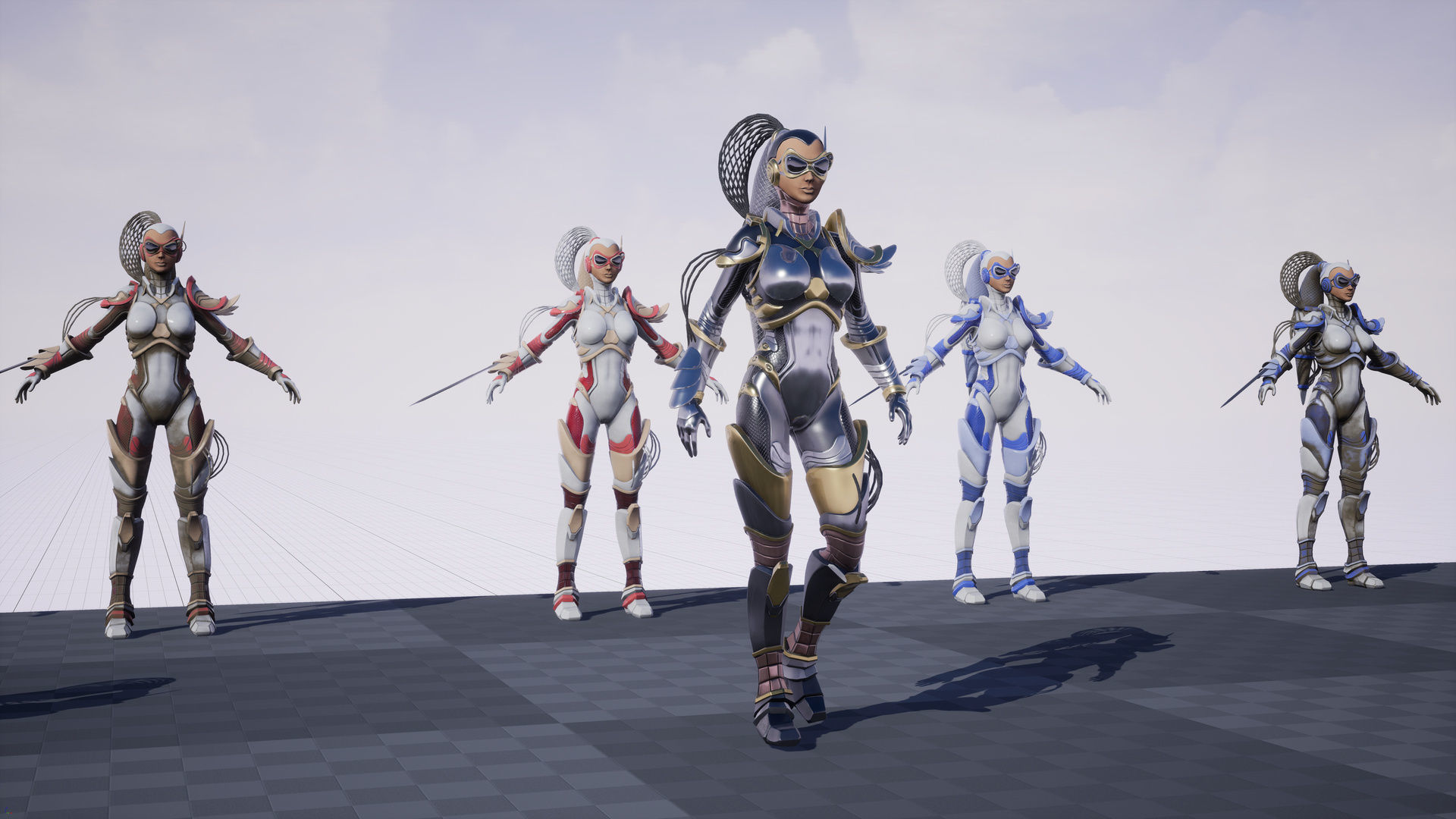 Sci-Fi Girl Ponytail Low-poly 3D model_18