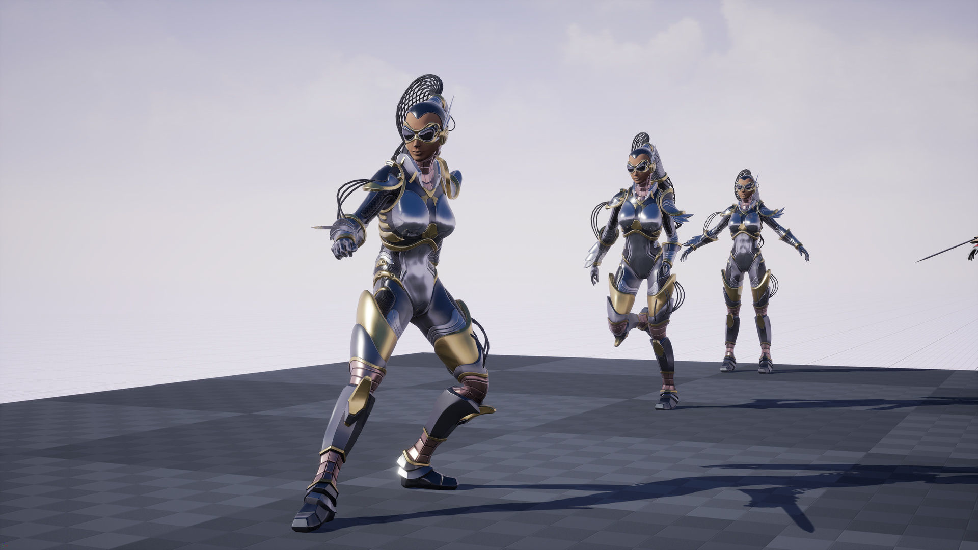 Sci-Fi Girl Ponytail Low-poly 3D model_17