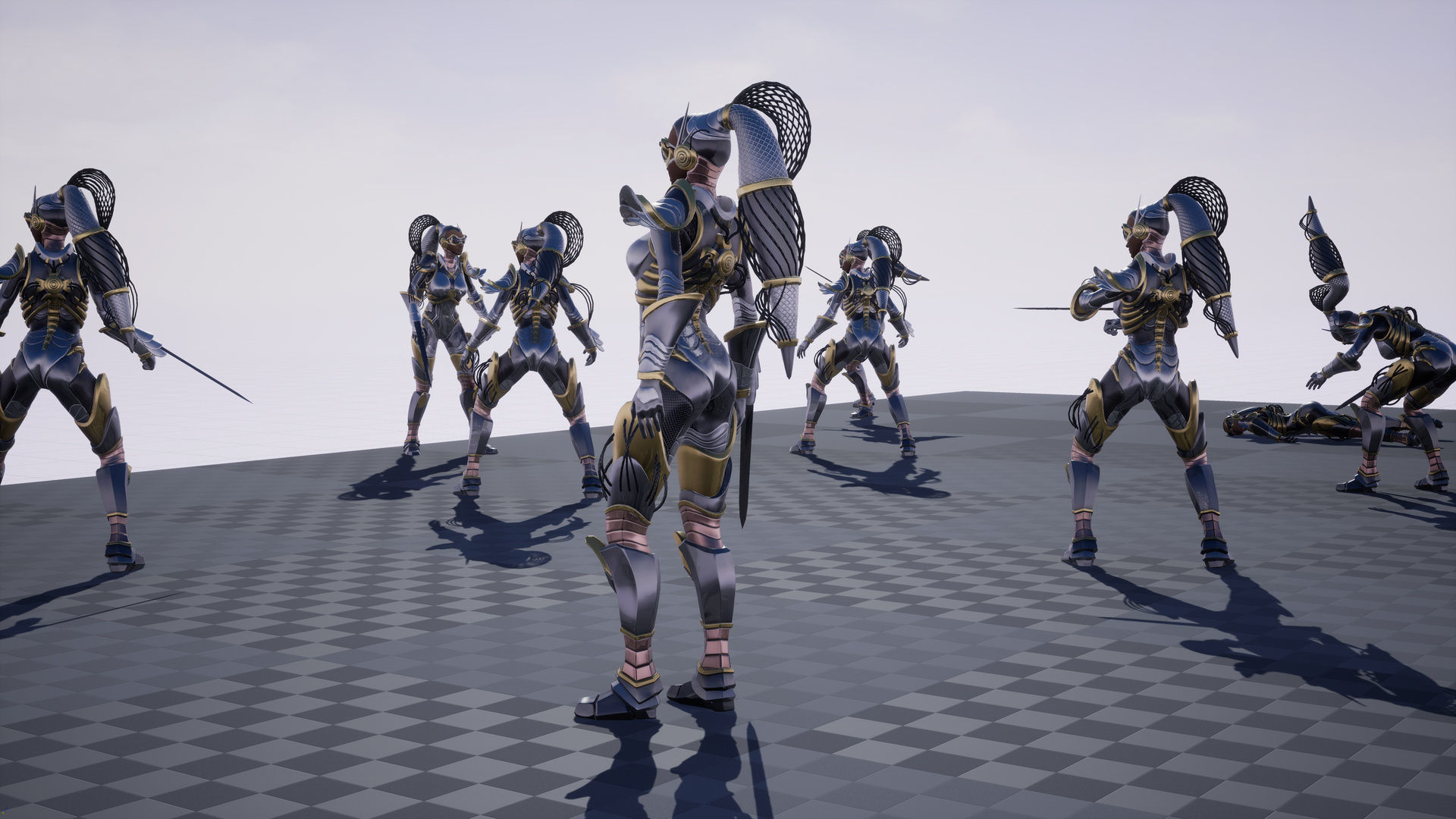 Sci-Fi Girl Ponytail Low-poly 3D model_20