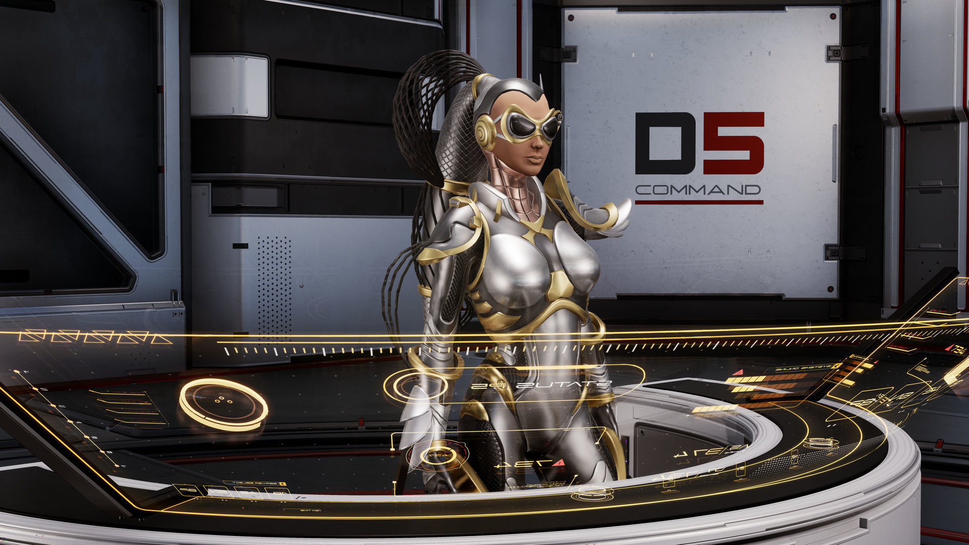 Sci-Fi Girl Ponytail Low-poly 3D model_10