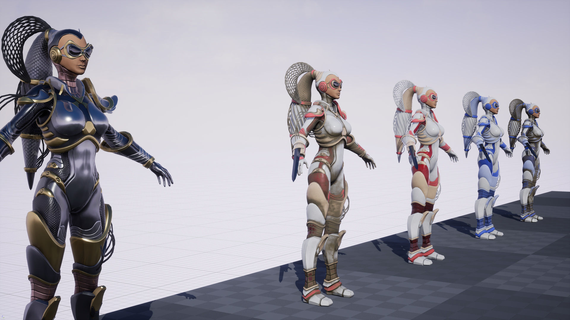 Sci-Fi Girl Ponytail Low-poly 3D model_19