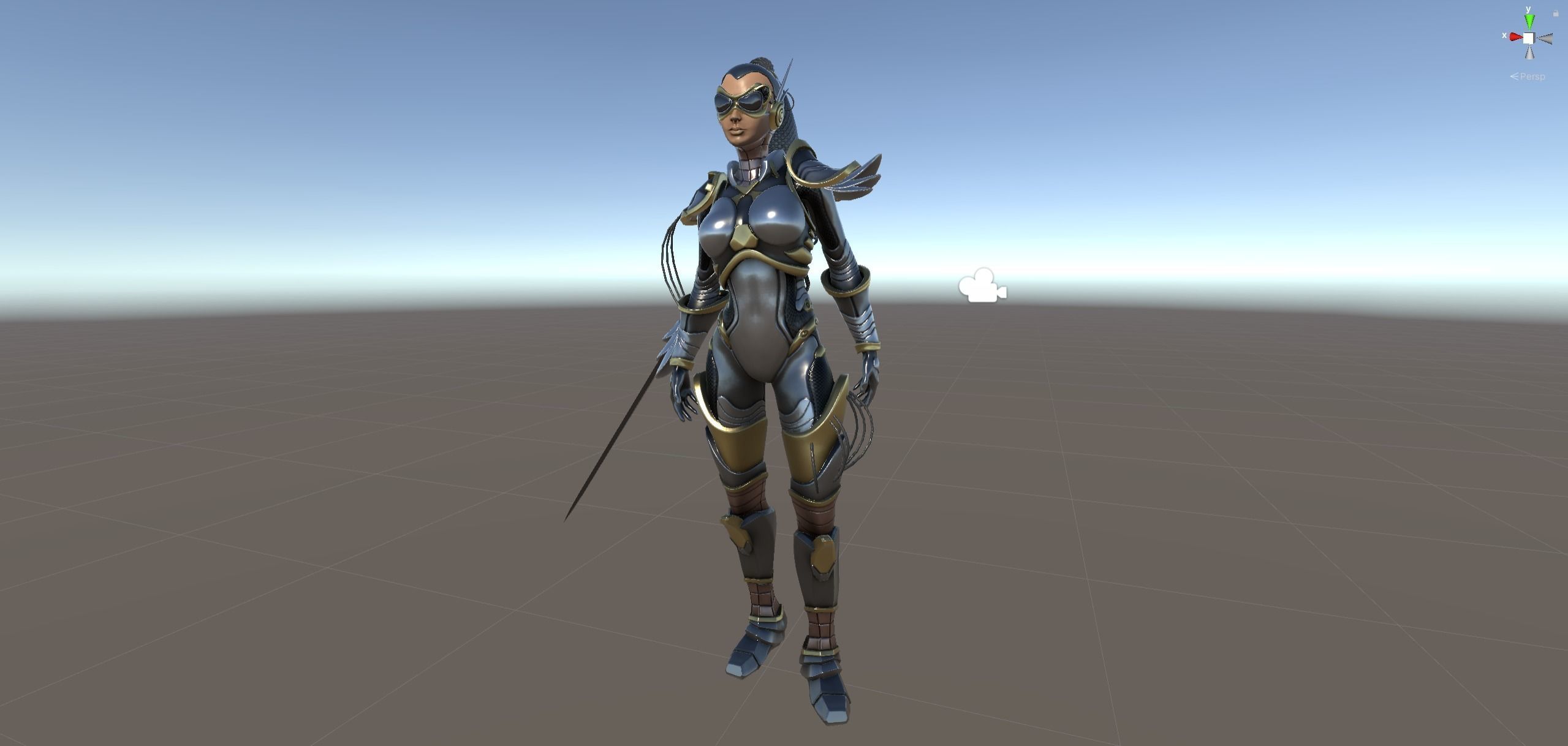 Sci-Fi Girl Ponytail Low-poly 3D model_24