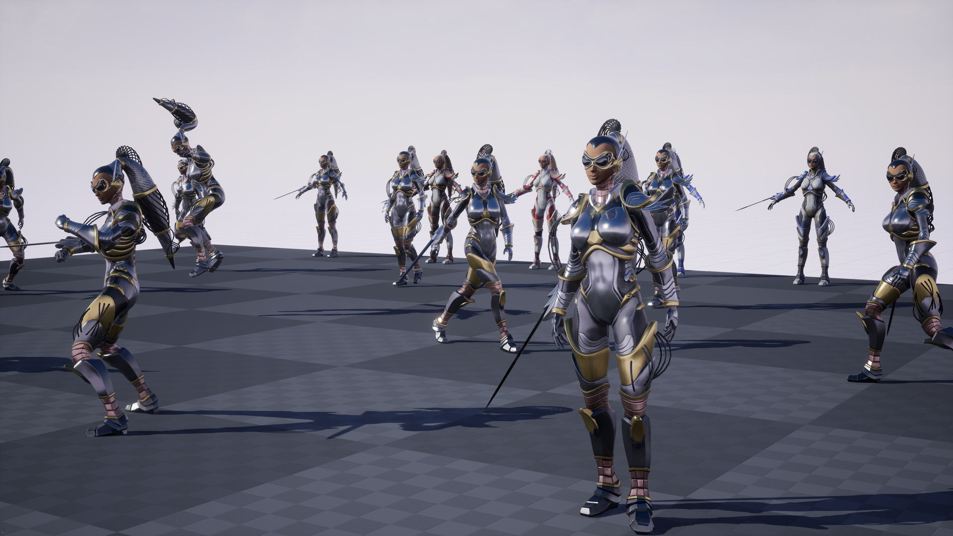 Sci-Fi Girl Ponytail Low-poly 3D model_16