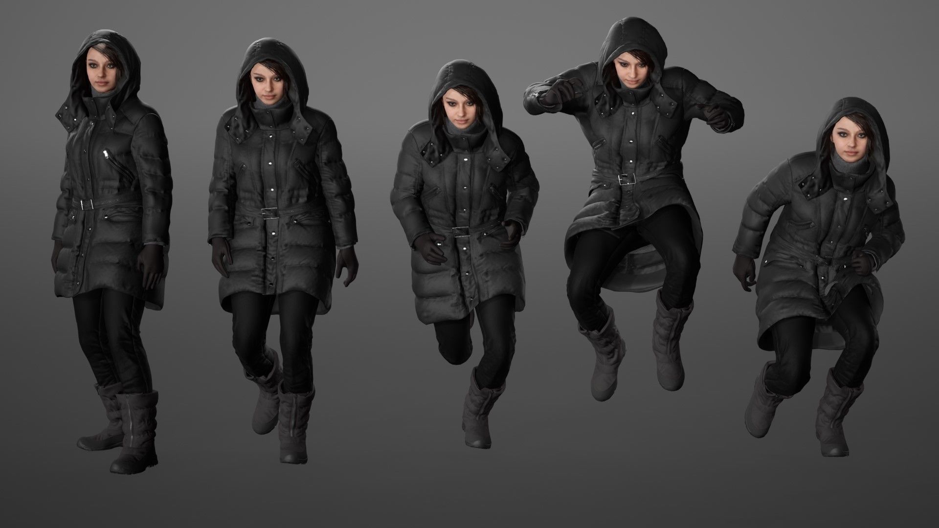 Woman - Winter Outfit 5 - Modular - Rigged Low-poly 3D model_16
