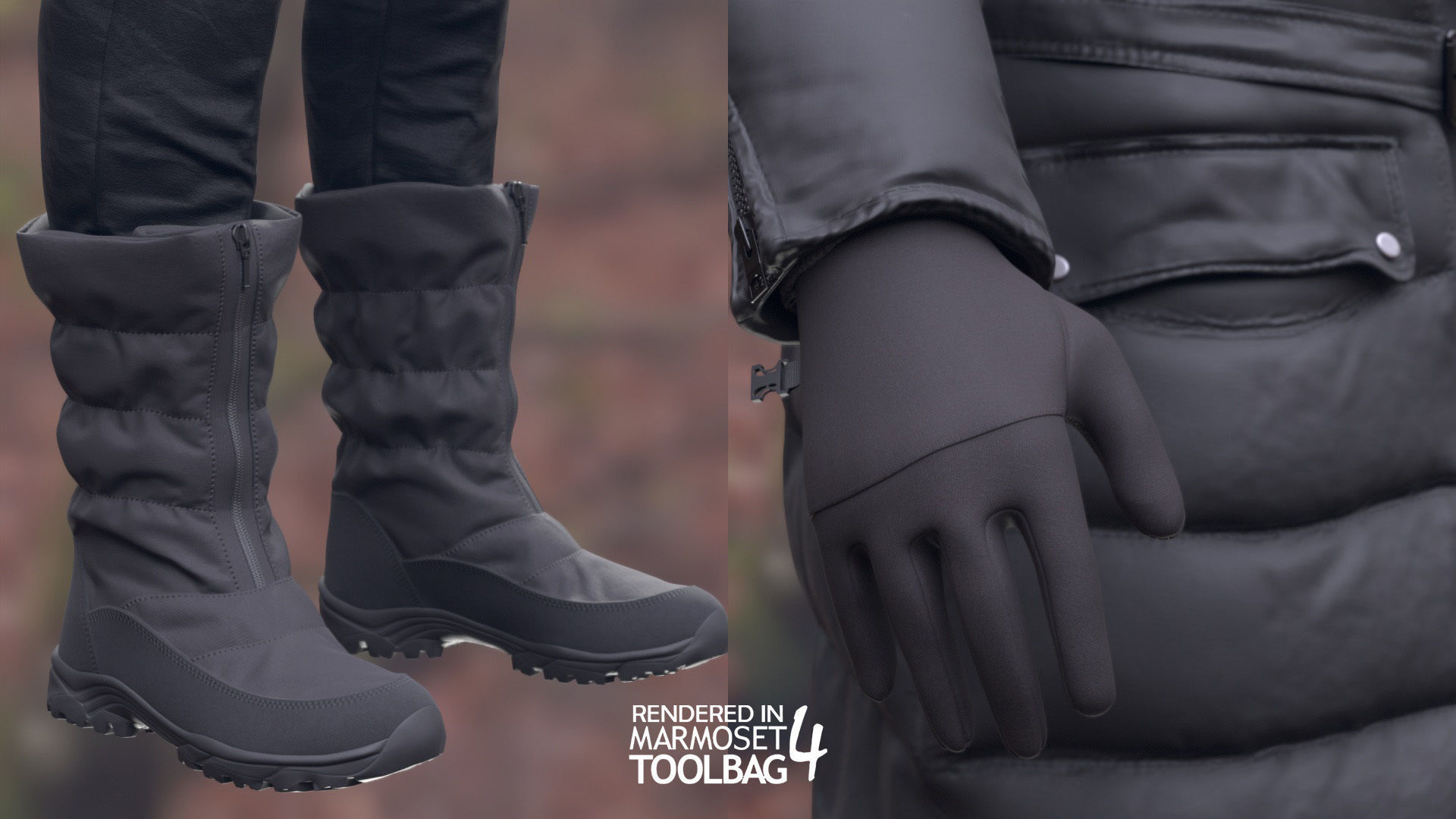 Woman - Winter Outfit 5 - Modular - Rigged Low-poly 3D model_12