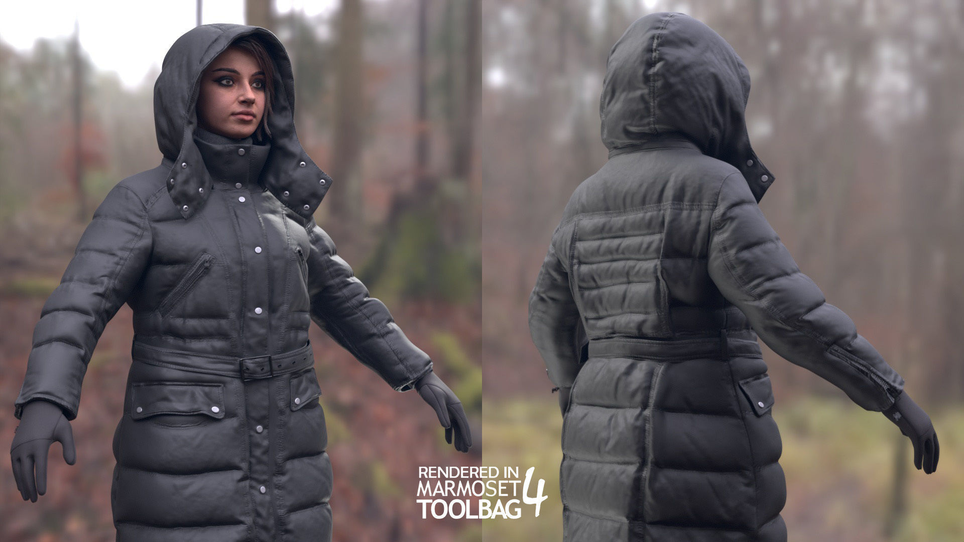 Woman - Winter Outfit 5 - Modular - Rigged Low-poly 3D model_8