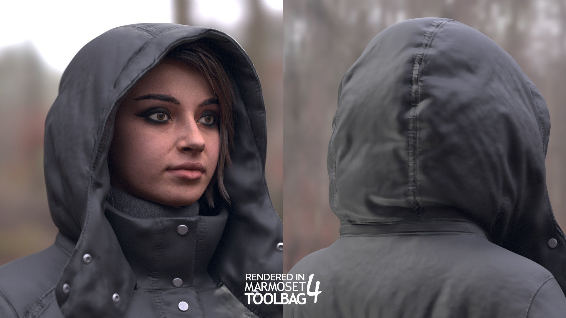 Woman - Winter Outfit 5 - Modular - Rigged Low-poly 3D model_14
