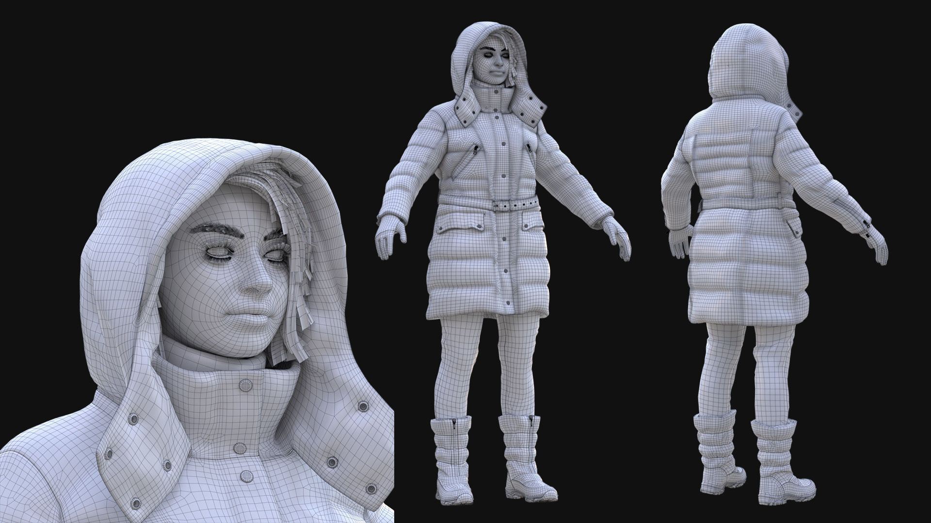 Woman - Winter Outfit 5 - Modular - Rigged Low-poly 3D model_15