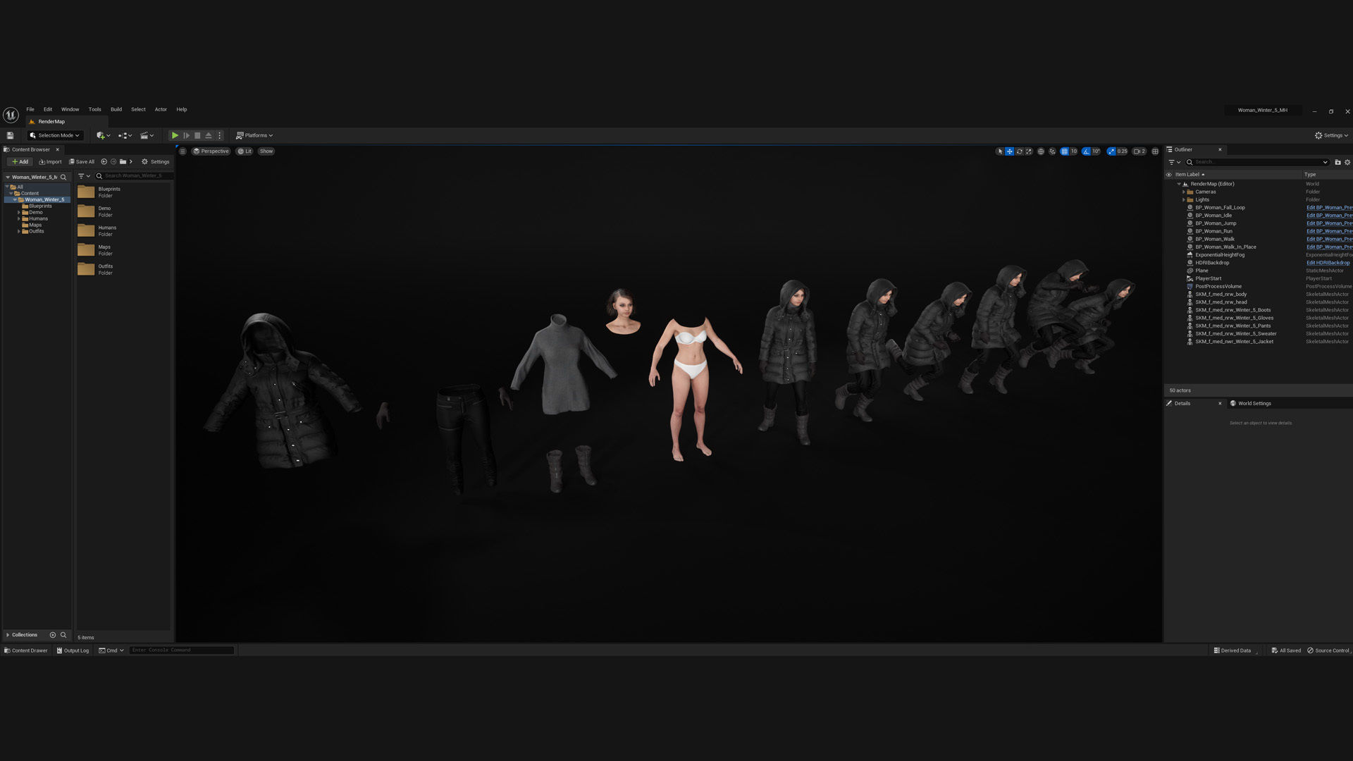 Woman - Winter Outfit 5 - Modular - Rigged Low-poly 3D model_5