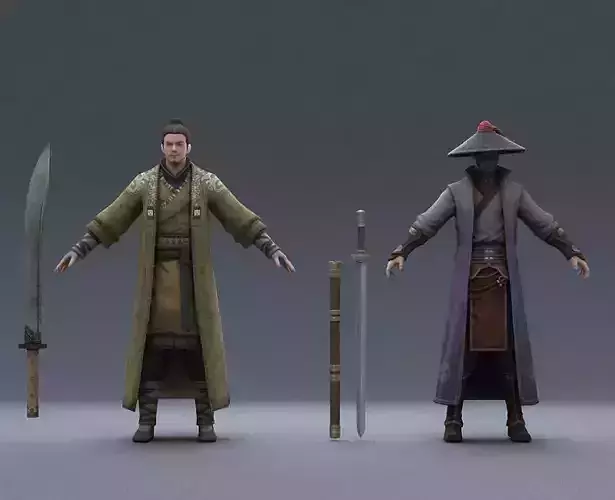 Ancient Asians people  warrior swordsman