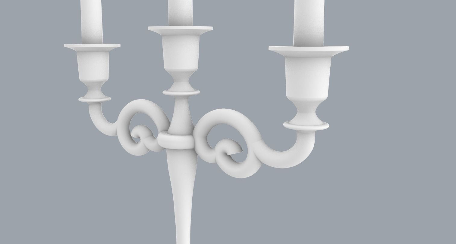 Vintage Candlestick with Candles PM 3D print model_3