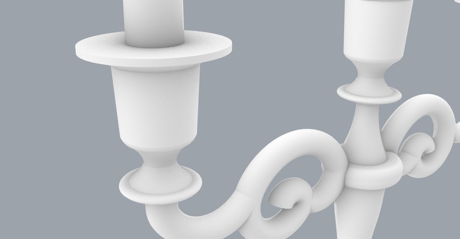 Vintage Candlestick with Candles PM 3D print model_7