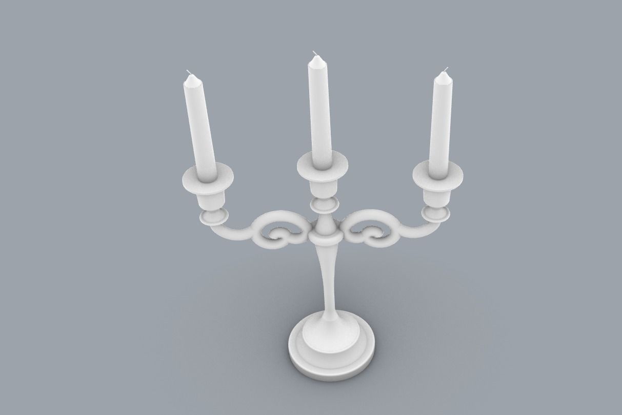 Vintage Candlestick with Candles PM 3D print model_5