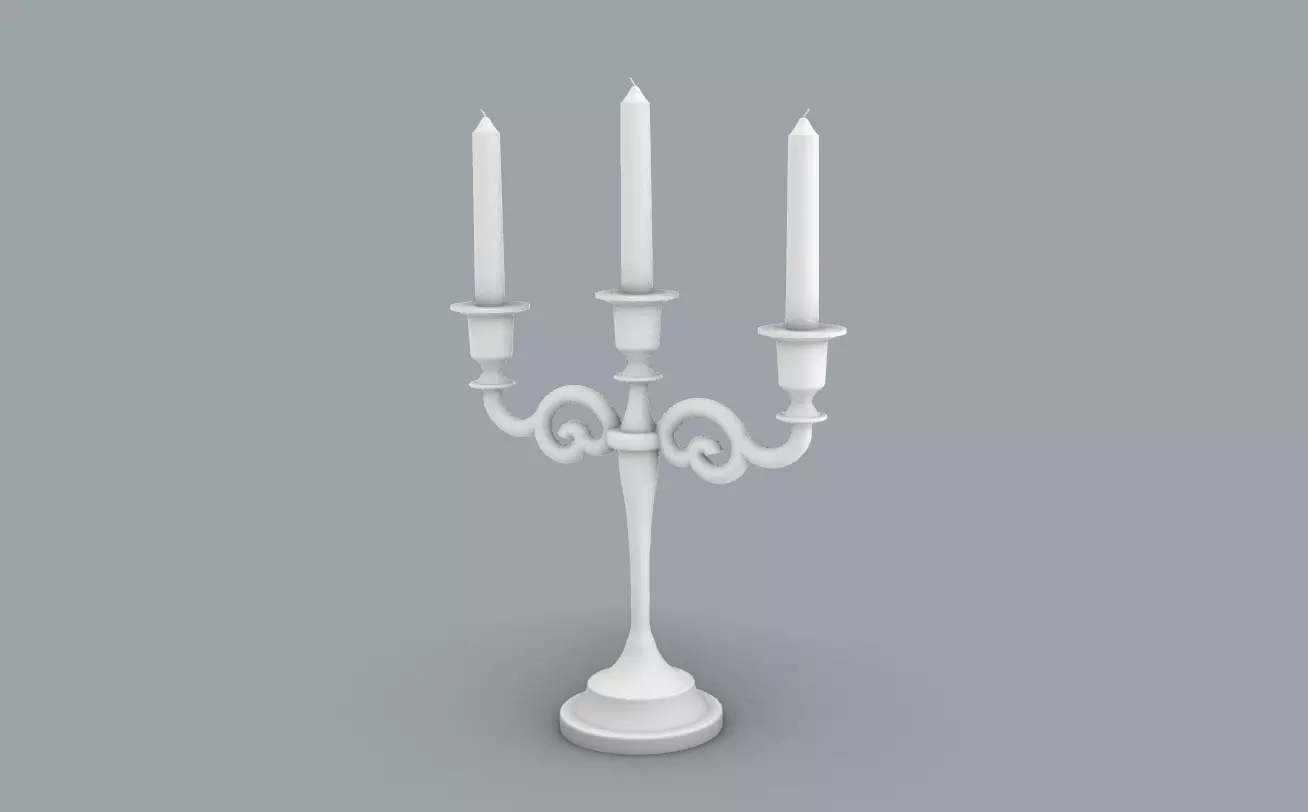 Vintage Candlestick with Candles PM 3D print model_0